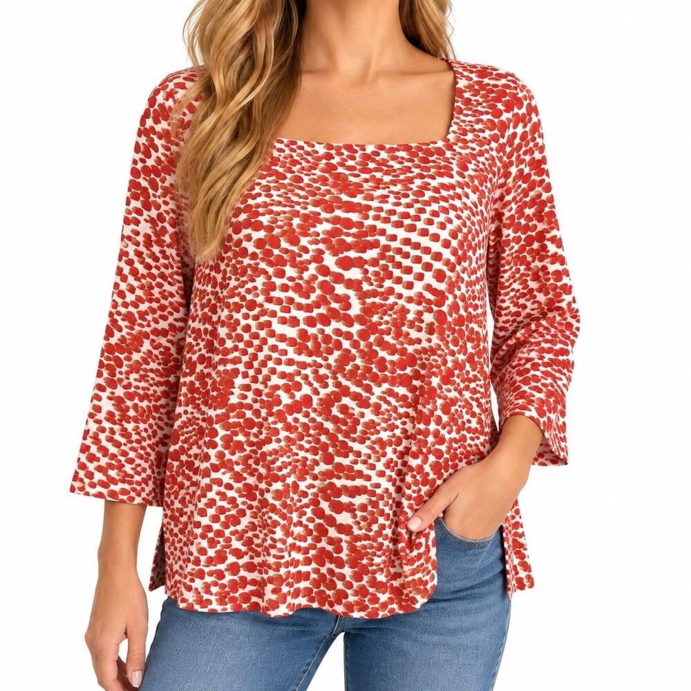 NEW NWT Chicos Plus Size XXL US 16/18 4 Tropical Orange Blouse Shirt Top Hawaii